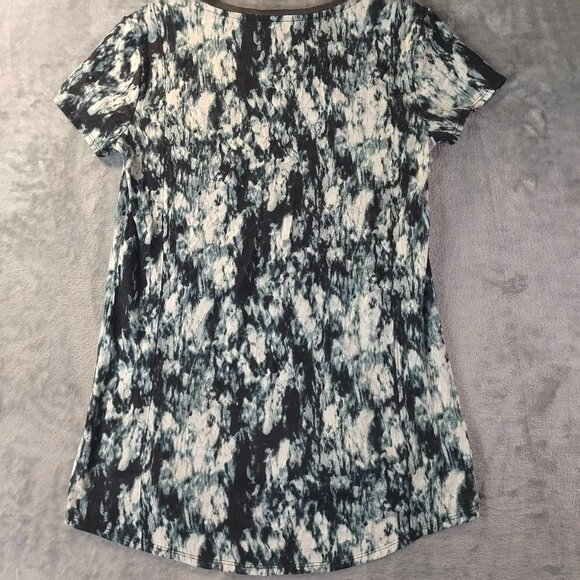 Simply Vera Abstract Print Top S Art to Wear High Low Gray Black Tee Graphic Top - Picture 4 of 10